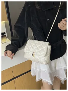 Borsa a tracolla trapuntata chic con catena da donna, elegante borsa casual giornaliera.