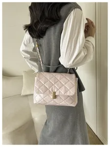 Borsa a tracolla trapuntata rosa con catena elegante borsa da donna per uso quotidiano
