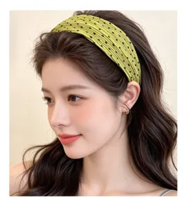 Retro Plisado Lunares Diadema de Pelo, elegante diadema de tela para mujeres estilo diario