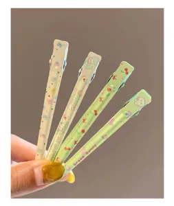 Set de pinzas para el cabello Kitty de dibujos animados, lindas horquillas metálicas verdes.