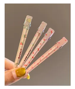 Bonitas pinzas de pelo rosa dibujos animados pico de pato metal detalle de peinado