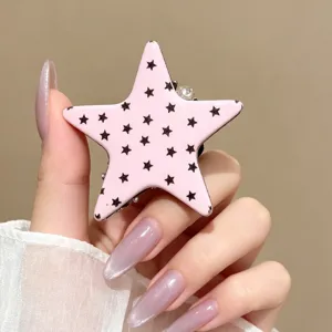 Pinza de pelo de estrella rosa Y2K horquilla bonita de pico de pato para peinados modernos.