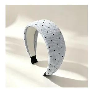 Diadema ancha de punto con lunares vista de detalle accesorio de pelo suave mujer eleg