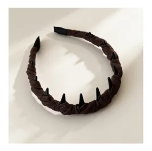 Diadema de mezclilla marron oscuro con puas antideslizante accesorios de moda para mujer