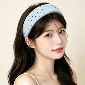 Diadema ancha de punto con lunares estilo coreano para mujeres, accesorio de pelo suave.
