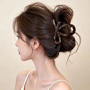 Koreatiko Styl Minimalistiki Chrysi Stamping Klips Mallion Gynaika Piso Kefali Klasiko Geometriko Ritini Klips Axouar Mallion
