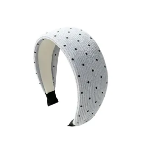 Diadema ancha de punto con lunares, aro de pelo suave antideslizante para mujeres y niñas