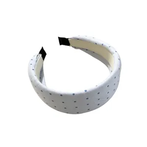 Diadema de lunares azul claro con copa alta, accesorio de pelo dulce y sencillo para diario.