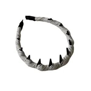 Diadema gris de tela con púas accesorio para el cabello antideslizante diario
