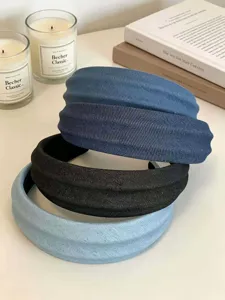 Φαρδέα κορδέλα denim για γυναίκες, παχιά κορδέλα μαλλιών με ψηλό σχεδιασμό για καθημερινή χρήση.