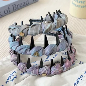 Diadema A Cuadros De Moda Para Mujer Con Dientes Antideslizante Tela Retro Aro Para El Cabello Dulce Accesorios Diarios Para El Cabello
