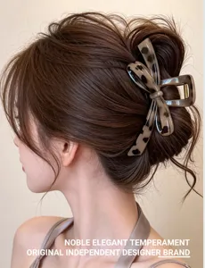 Pinza de pelo con lazo leopardo acetato elegante accesorio para mujeres detalles
