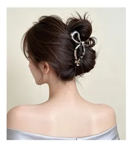 Pinza de pelo lazo metal elegante pinza tiburon recogido accesorios cabello mujer moda diaria