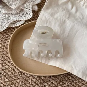 Pinza de pelo blanca de resina estilo coreano accesorio de peinado geométrico hueco vintage