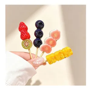 Lindas pinzas de pelo fruta brochetas horquillas creativas postre dulce para viajes