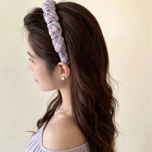 Diadema trenzada de cuadros elegante para mujer, aro de pelo con estilo para uso diario.