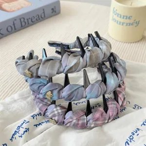 Diadema de cuadros con dientes antideslizante accesorio de cabello elegante para mujer