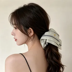 Coletero de Tela a Rayas Vintage Alta Elasticidad Coleta Accesorios para Mujer