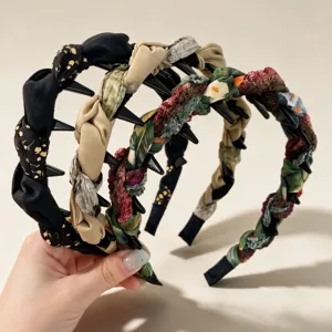 Diadema de tela floral estilo coreano con dientes antideslizante para uso diario y lavado