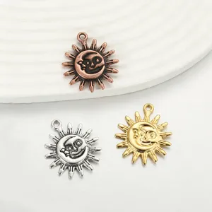 Vintage Punk Sun And Moon Alloy Pendant DIY Creative Necklace Earring Jewelry Accessory Charm Craft Making
