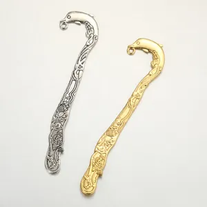 Ocean style dolphin carved alloy bookmark pendant DIY handmade jewelry accessory 2pcs