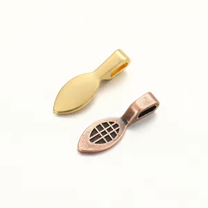 Legierung Olivenform Anhänger Öse DIY Schmuck Zubehör Detailaufnahme in Gold und Bronze