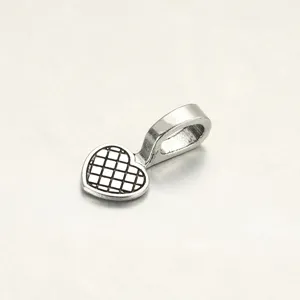 Silver alloy grid heart pendant DIY handmade jewelry accessory for necklace bracelet crafting