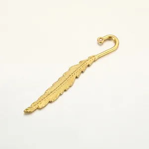 Gold feather metal bookmark pendant vintage style DIY handmade jewelry accessory material
