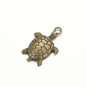 Vintage bronze alloy sea turtle pendant detail view, perfect for DIY jewelry making.