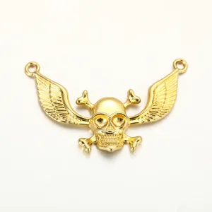 Pendentif ailes de crâne punk doré en alliage vintage DIY bijoux faits à la main