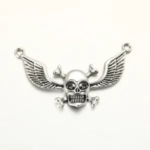 Pendentif en métal crâne aile style punk breloque DIY bracelet collier bijoux accessoire