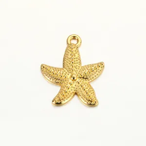 Goldener Seestern-Legierungsanhänger Detailansicht, exquisite Perlenstruktur für DIY-Schmuck.