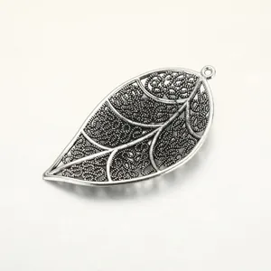Vintage silver tone leaf hollow pendant alloy DIY necklace bracelet jewelry accessory