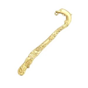 Gold dolphin metal bookmark DIY handmade accessory, elegant carved vintage page marker for reading.