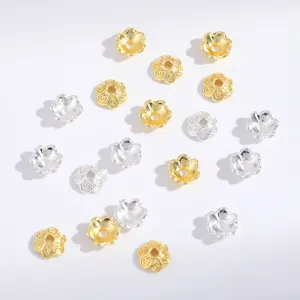 Gold and silver alloy flower bead caps spacers for DIY jewelry making bracelets necklaces