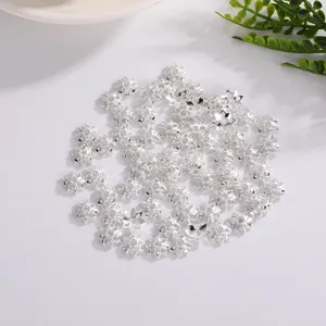 Silver flower shaped bead caps hollow metal spacer beads for DIY jewelry making crafts