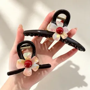 Pinza de pelo con flor iridiscente de estilo coreano, elegante accesorio de resina chic.