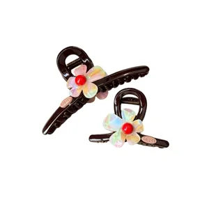 Pinza de pelo con flor iridiscente de estilo coreano accesorio para el cabello marrón oscuro