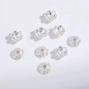 Silver flower bead caps alloy spacer beads for DIY jewelry making bracelets necklaces 50pcs