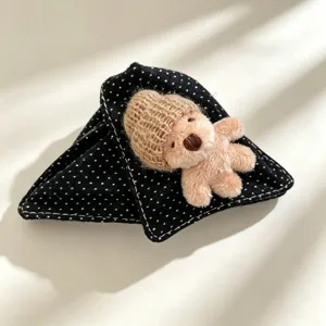 Molletta per capelli a triangolo in tessuto a pois rétro con orsetto di peluche dolce stile