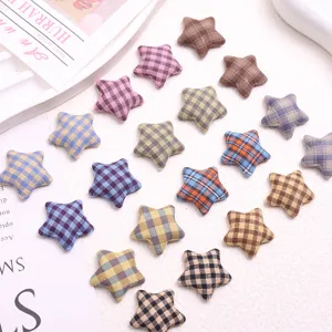 Retro plaid fabric star buttons DIY sewing accessories coat buttons decorative patches
