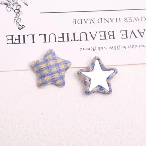 Retro blue plaid fabric five-pointed star buttons DIY clothing sewing accessories