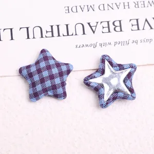 Detailed view of retro fabric plaid five-pointed star buttons, perfect for DIY coat accessories.