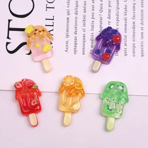 Sommer Frucht Eis Harz DIY Charms Fruchtform Glitzer Harz Flache Rückseite Cabochons Für Schuhdekoration Handyhülle Handwerk Schmuck Zubehör