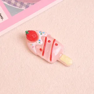 Ροζ φράουλα παγωτό ρητίνη flatback cabochon DIY στολίδι για θήκη τηλεφώνου παπούτσια