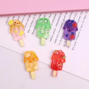 Sommer Eis klar Glitzer geschmolzene Frucht am Stiel Harz Flatback Charms DIY Zubehör