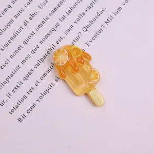 Harz Eiscreme Stieleis Cabochon DIY Anhänger orange Frucht Flicken für Schuhdekoration.