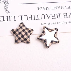 Retro fabric plaid five-pointed star button patches DIY coat clothing accessories