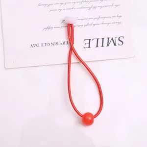 Carino elastico per capelli rosso per bambini con perla, dolce accessorio per capelli da ragazza.