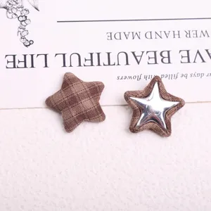 Vintage fabric plaid star buttons DIY coat clothing accessories clothing craft decoration 2pcs
